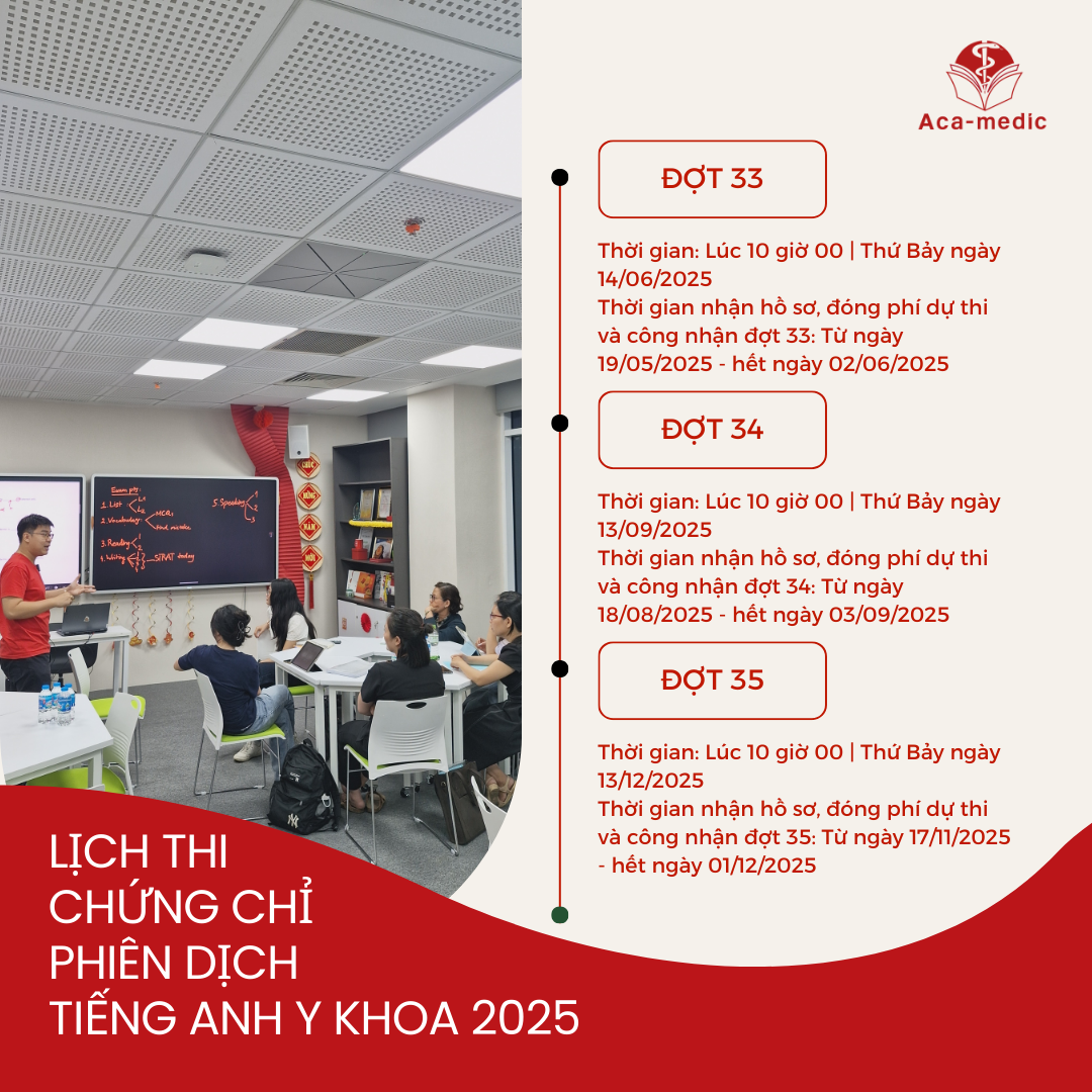Lịch thi chứng chỉ phiên dịch tiếng Anh y khoa Đại học Y Dược Thành phồ Hồ Chí Minh