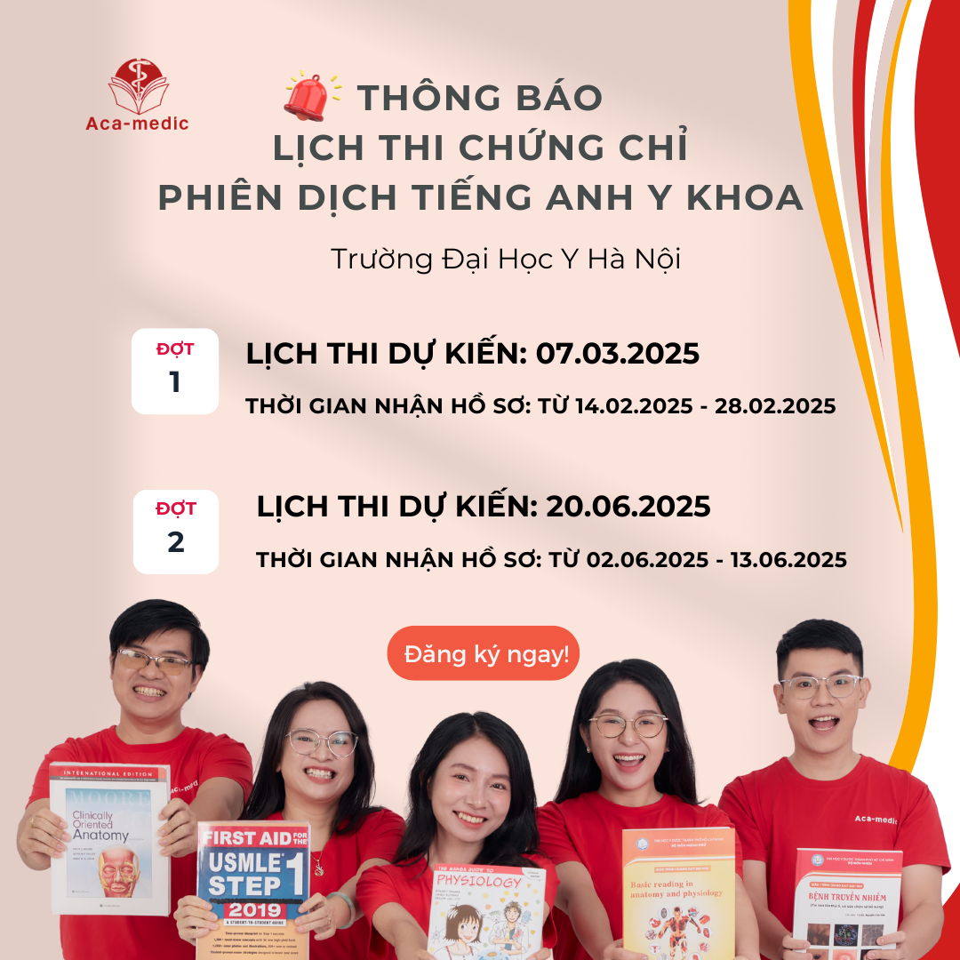 Thông báo lịch thi chứng chỉ phiên dịch tiếng Anh y khoa tại Đại Học Y Hà Nội